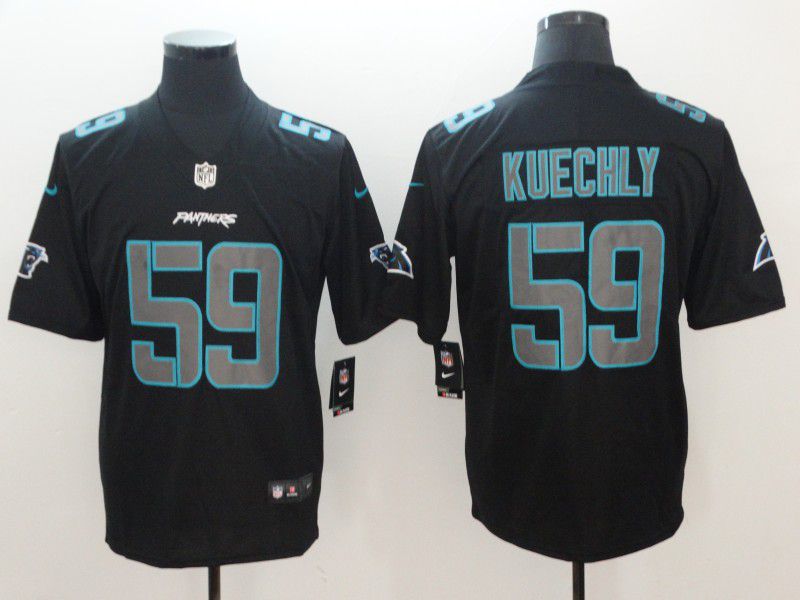 Men Carolina Panthers #59 Kuechly Nike Fashion Impact Black Color Rush Limited NFL Jerseys